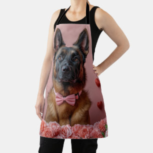 Tablier Malinois belge avec des roses - Saint-Valentin 