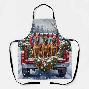 Tablier Malinois belge Noël Camion Rouge Fêtes