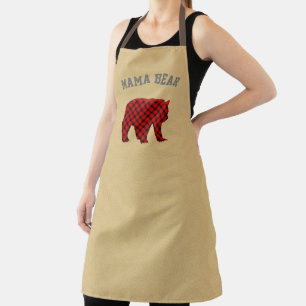 Tablier Mama Bear carreau de buffle ours Noël