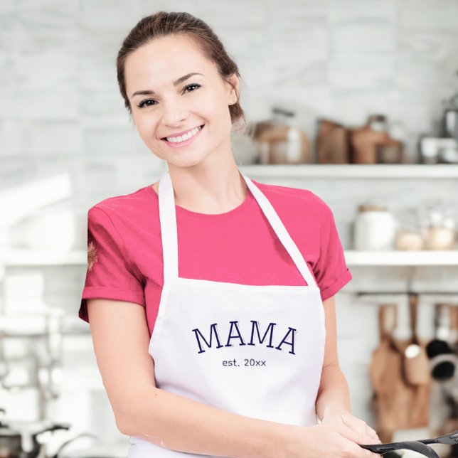 Tablier Mama Etabli 🍳 Cadeau personnalisé Fête des mères (Mama Established 🍳 Personalized Mothers Day Gift Adult Apron)