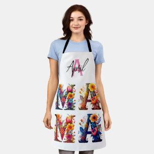 Tablier MAMA personnalisé floral