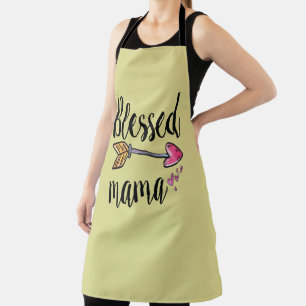 Tablier Maman bénie avec flèche et cœurs jaunes