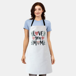 Tablier Maman je t'aime Cœurs floraux Fête des mères