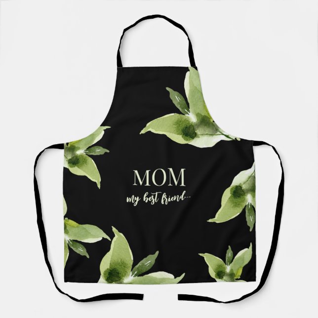 Tablier Maman Mon Meilleur Ami Aquarelle Folio Noir (Recto)