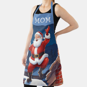 Tablier Maman   Père Noël Dansant Sur Les Toits Bleus