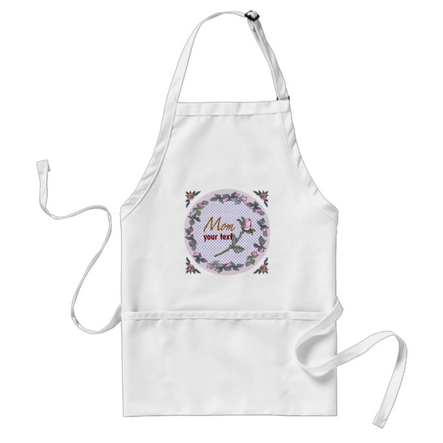 Tablier Maman Pink Rosebud nom personnalisé (Devant)