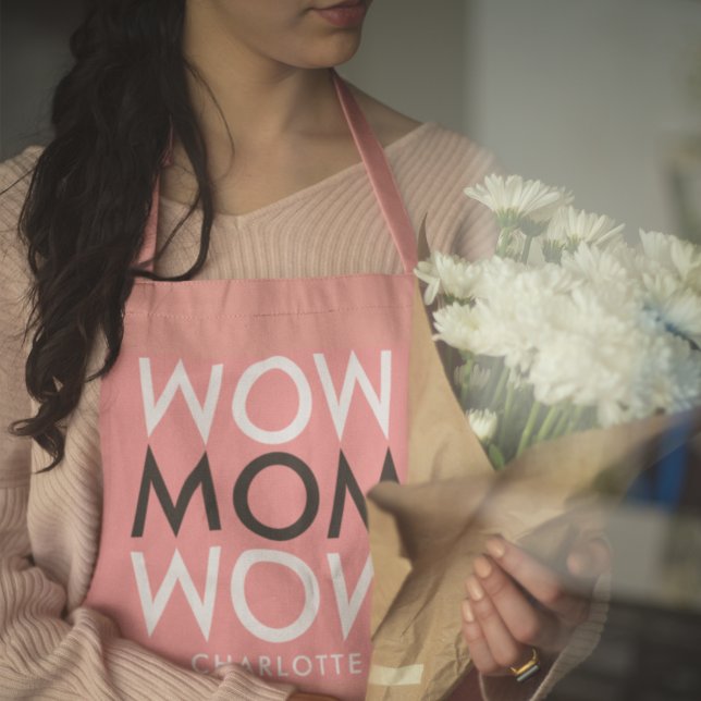 Tablier Maman Wow | Moderne rose Super mignonne Mère (Créateur téléchargé)