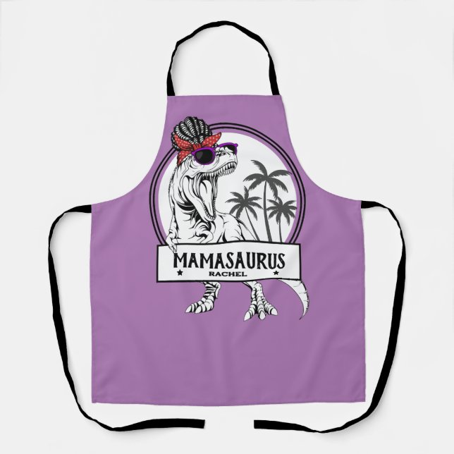 Tablier Mamasaurus Mom T rex Dino Funny Nom personnalisé (Recto)
