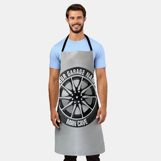 Tablier Man Cave Your Garage Tire Wheel Nom personnalisé (Porté)