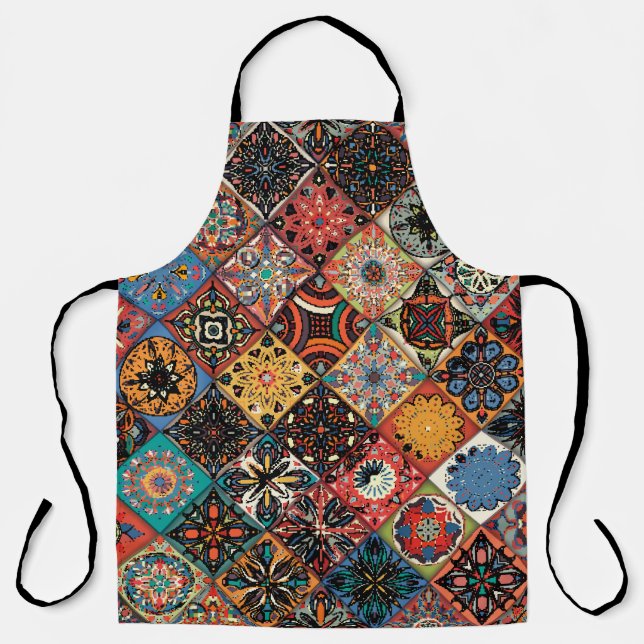 Tablier Mandala à fleurs ethniques sans couture motif. M c (Recto)