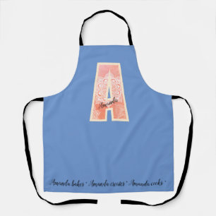 Tablier Mandala de corail personnalisé monogramme A
