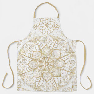 Tablier Mandala d'or à la main stylisée