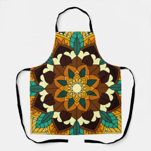 Tablier Mandala Motif 2002 en jaune et bronzette