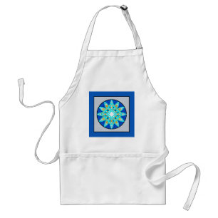 Tablier Mandala motif en cobalt, gris et turquoise