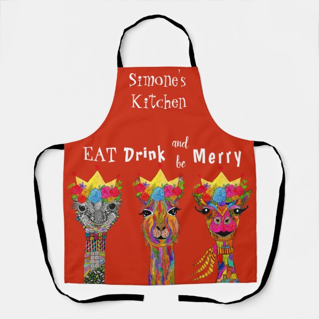 Tablier Mangez Boire et Soyez de joyeux animaux Apron (Recto)