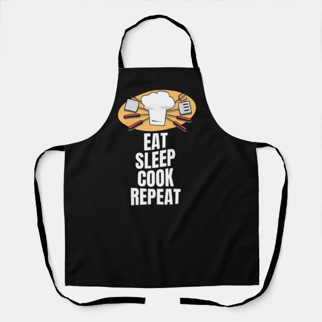 Tablier Mangez le cuisinier de sommeil répéter (Recto)