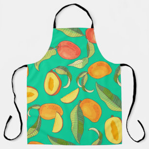 Tablier Mango. Motif sans couture avec tropique jaune et r