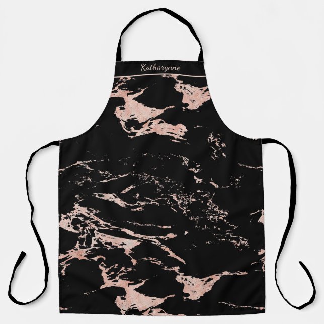 Tablier Marbre à huile noire et Rose chic (Recto)