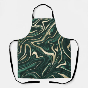 Tablier Marbre d'or noir vert émeraude #3 (Faux Foil)