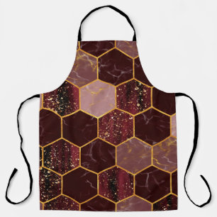Tablier Marbre hexagone texture transparente avec or