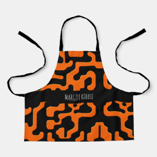 Tablier Marbre noir et orange Abstrait Motif géométrique