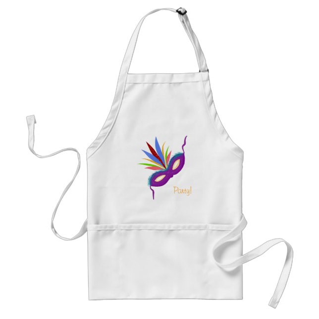 Tablier Mardi Gras Purple Masque & Plumes Fun Apron Fun (Devant)