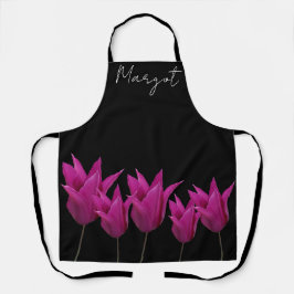 Tablier Margot personnalisable nom pourpre tulip floral bo