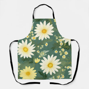 Tablier Marguerites Romantiques Sur Vert