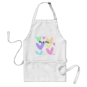 Tablier Mariage de style de texte simple au coeur M & mrs