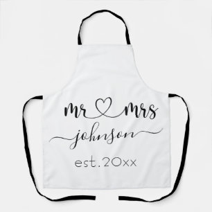 Tablier Mariage Fiançailles Coeur M. Mme Nom personnalisé