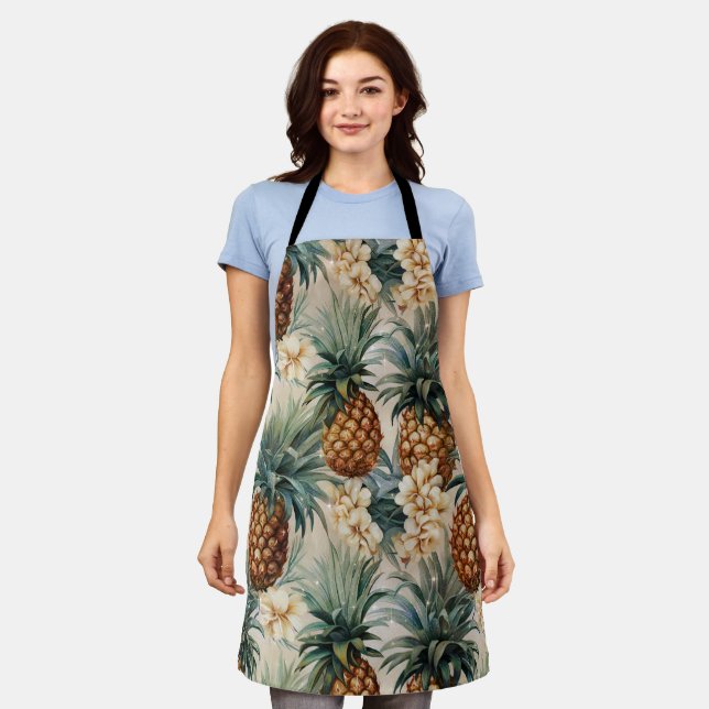 Tablier Mariage floral aux ananas tropicaux  (Porté)