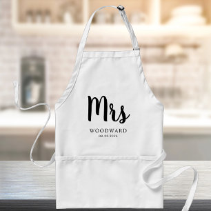 Tablier Mariée Calligraphie Personnalisée Mme Noir Blanc