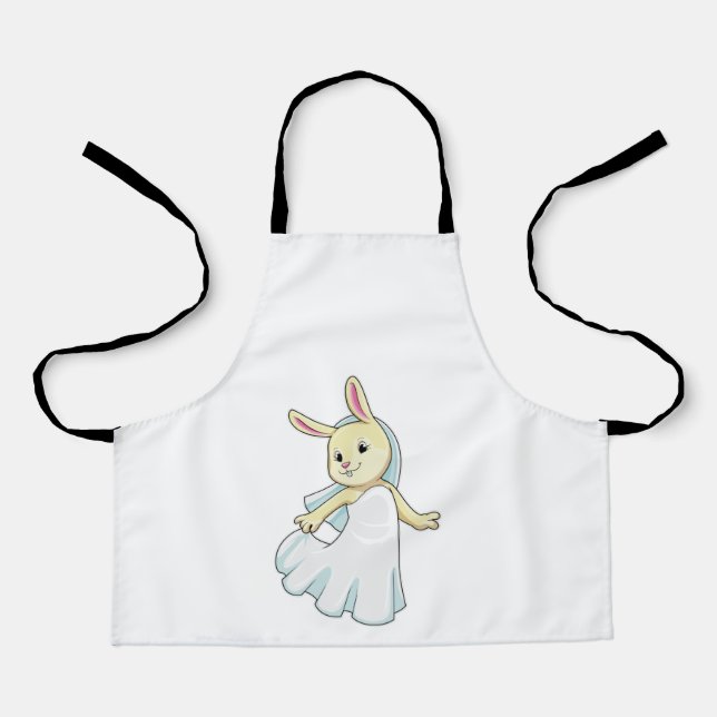 Tablier Mariée lapin avec voile (Recto)