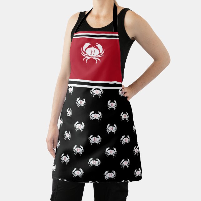 Tablier marin Monogramme Rouge Noir Blanc Crabe No (Insitu)