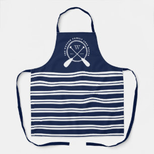 Tablier Marine Bleu Blanc Nautique Maison du lac Monogramm