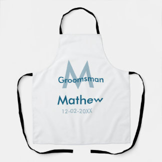 Tablier Marine bleu groomsman nom lettre date masculin par