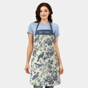 Tablier Marine Bleu Toile Personnalisé Shabby Chic