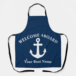 Tablier Marine Blue Welcome Aboard Nom du bateau Ancre nau