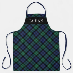 Tablier Marine Green Black Watch Plaid Fête personnalisé