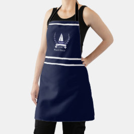 Tablier Marine Nautique Bleu Voilier Côtier Monogramme
