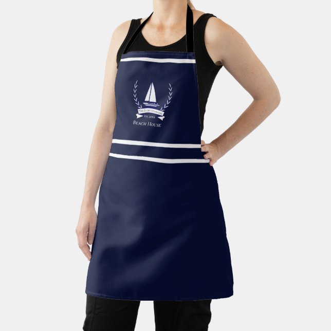 Tablier Marine Nautique Bleu Voilier Côtier Monogramme (Insitu)