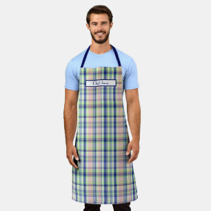 Tablier Marine rose Lumière Vert Preppy Madras