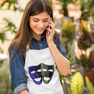 Tablier Masques De Théâtre Bleu Et Vert