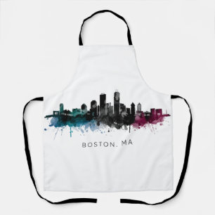 Tablier Massachusetts Art Boston MA Skyline Aquarelle