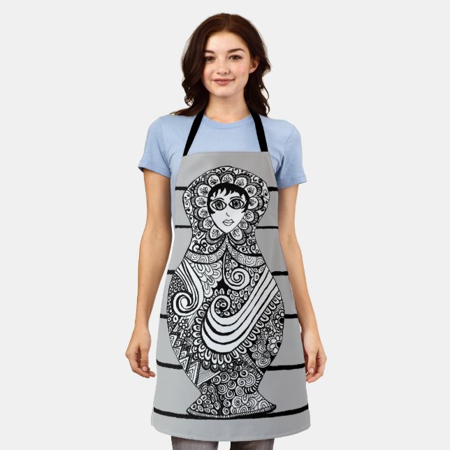 Tablier Matryoshka Doll BW Apron (Porté)