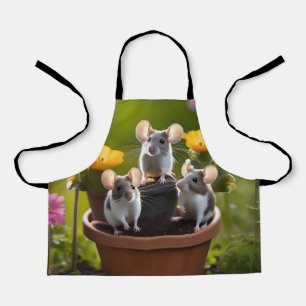 Tablier "Mauvais chef de jardin : trois souris dans des po