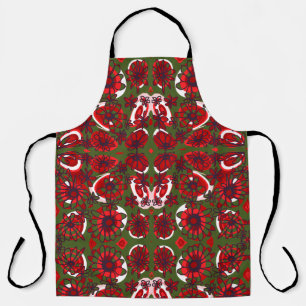 Tablier Mazipoodles Love Flowers - Vert Rouge Blanc