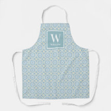 Médaillon bleu personnalisé Motif Monogram Apron