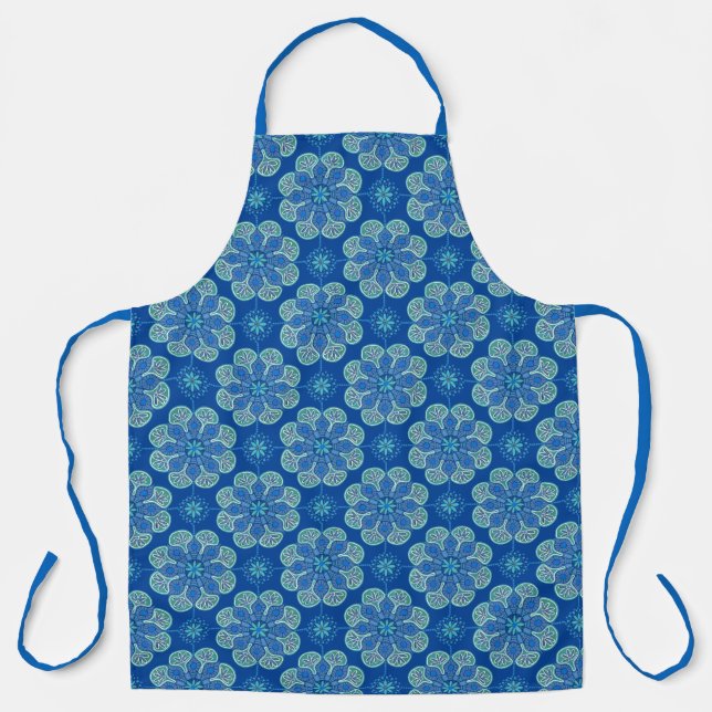Tablier Médaillons bleu et vert Apron (Recto)