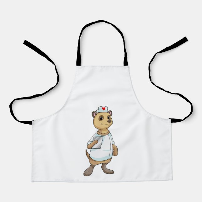 Tablier Meerkat comme infirmière avec coeur (Recto)